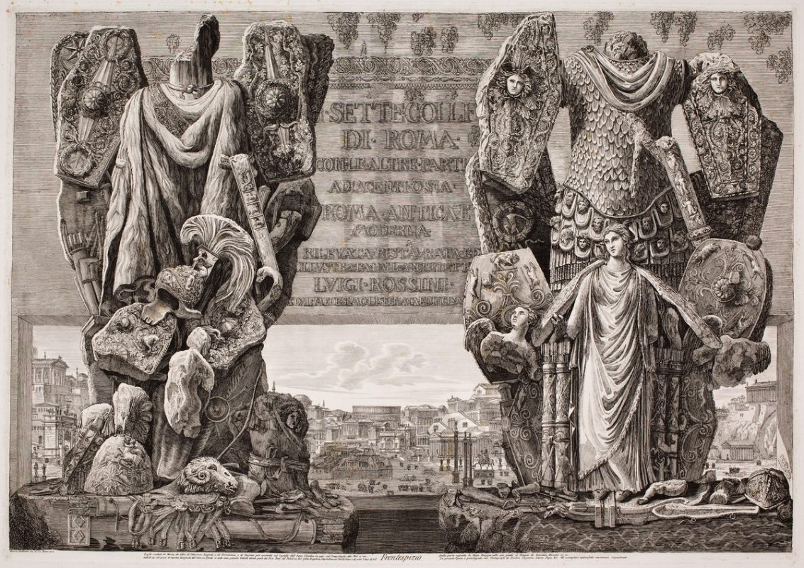 Luigi Rossini, Rzym – fragmenty dekoracji rzeźbiarsko-architektonicznych, 1828, w cyklu „I sette colli di Roma” (źródło: materiały prasowe organizatora)