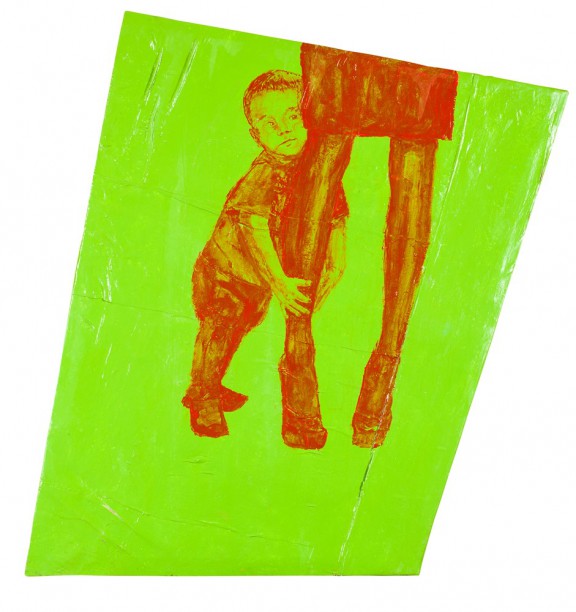 Sebastian Krok, Mutter, 2016, tempera, akryl, lakier na pościeli nabitej na krosno, 132x 105 cm (źrodło: materiały prasowe organizatora)