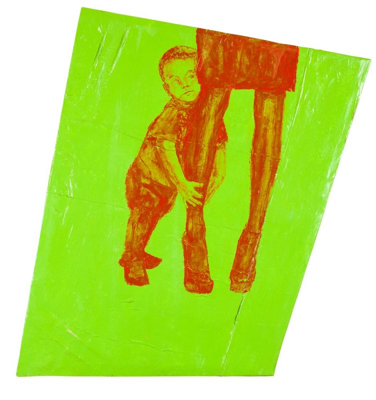 Sebastian Krok, „Mutter”, 2016, tempera, akryl, lakier na pościeli nabitej na krosno, 132x 105 cm (źrodło: materiały prasowe organizatora)