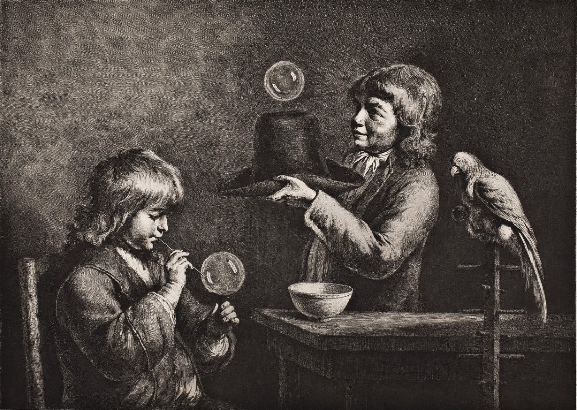 Jean-Jacques de Boissieu, „Bańki mydlane”, 1799, grafika (akwaforta i sucha igła), Muzeum Narodowe we Wrocławiu (źródło: materiały prasowe organizatora)