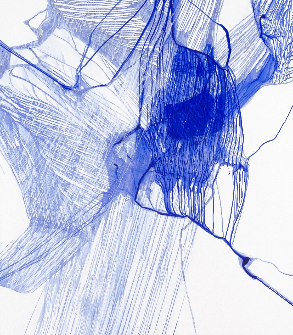 Urszula Wilk, Seria Bluemetrie nr 21, płótno, akryl, olej, 200 x 175 cm, 2017 (źródło: materiały prasowe organizatora)