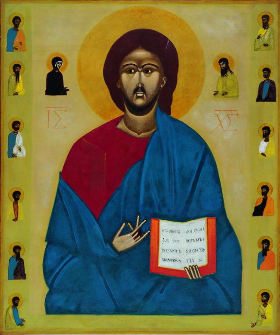 Jerzy Nowosielski, „Chrystus Pantokrator.”, 1978, akryl na desce (źródło: materiały prasowe organizatora)