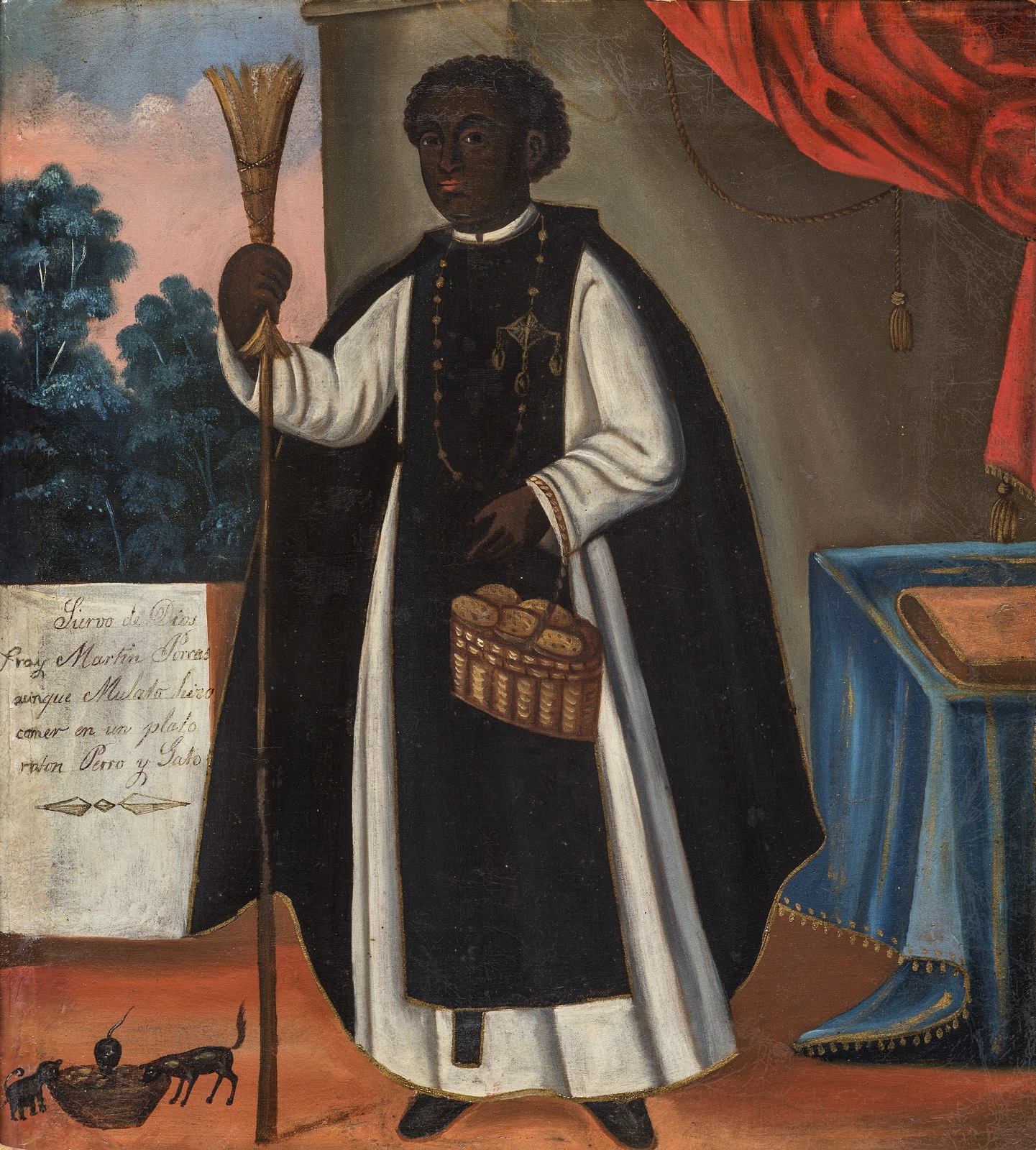 „Święty Marcin de Porrès”, autor nieznany, XIX w., olej, płótno, 40 × 37,5 cm, Colección Barbosa-Stern (źródło: materiały prasowe organizatora)