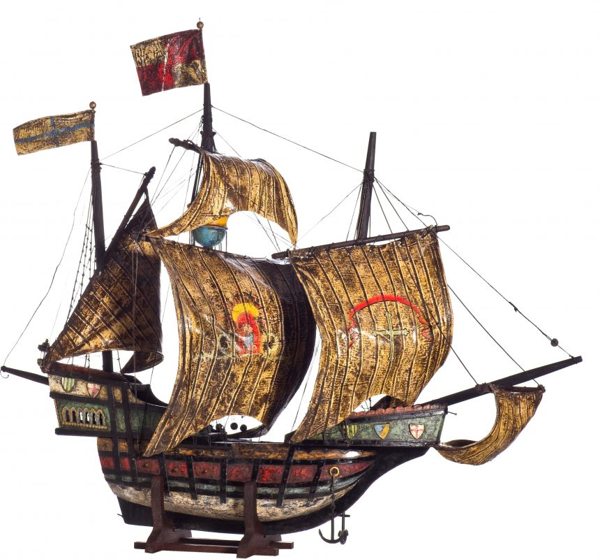 Model drewniany z żaglami statku Krzysztofa Kolumba „Santa Maria”, Śląsk (?), XIX w. (źródło: materiały prasowe organizatora)