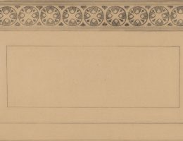 Stanisław Wyspiański, Lilie i osty. Projekt główki okładki anonsowej czasopisma „Życie”, 1897. Kredka, ołówek, papier; 22,5 x 54,3 cm