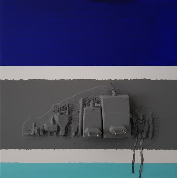 Marco Angelini, 572 i VISTULA, 2018, 30×30 cm, płótno, technika mieszana (źródło: materiały prasowe)